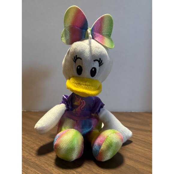 Disney Junior Daisy Duck Plush Bean Bag 11" Stuffed Animal Rainbow - Picture 1 of 6